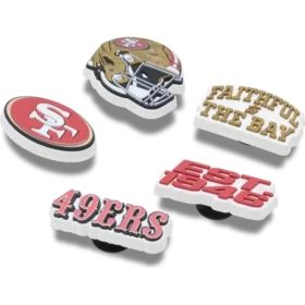 Zestaw 5 przypinek do butów Jibbitz z motywem drużyny NFL San Francisco 49ers