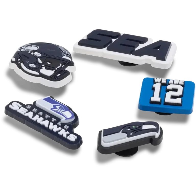 Zestaw 5 przypinek do butów Jibbitz z motywem drużyny NFL Seattle Seahawks Zestaw 5 przypinek do butów Jibbitz z motywem drużyny NFL Seattle Seahawks