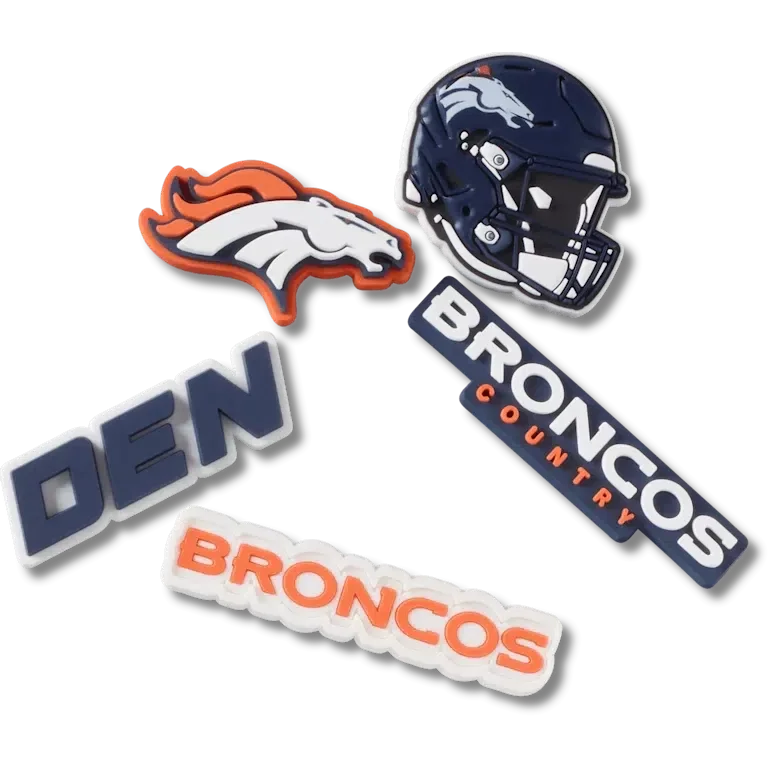 Zestaw 5 przypinek Jibbitz do butów z motywem drużyny NFL Denver Broncos Zestaw 5 przypinek Jibbitz do butów z motywem drużyny NFL Denver Broncos