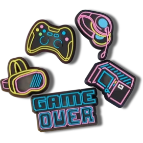 Zestaw 5 przypinek Jibbitz™ „Lights up Neon Gamer”