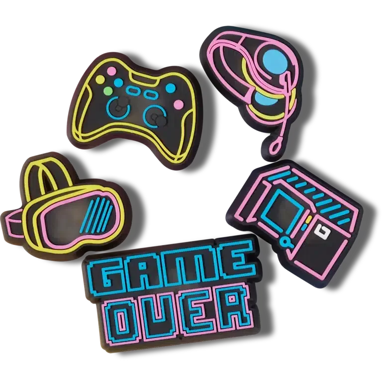 Zestaw 5 przypinek Jibbitz™ „Lights up Neon Gamer” Zestaw 5 przypinek Jibbitz™ „Lights up Neon Gamer”