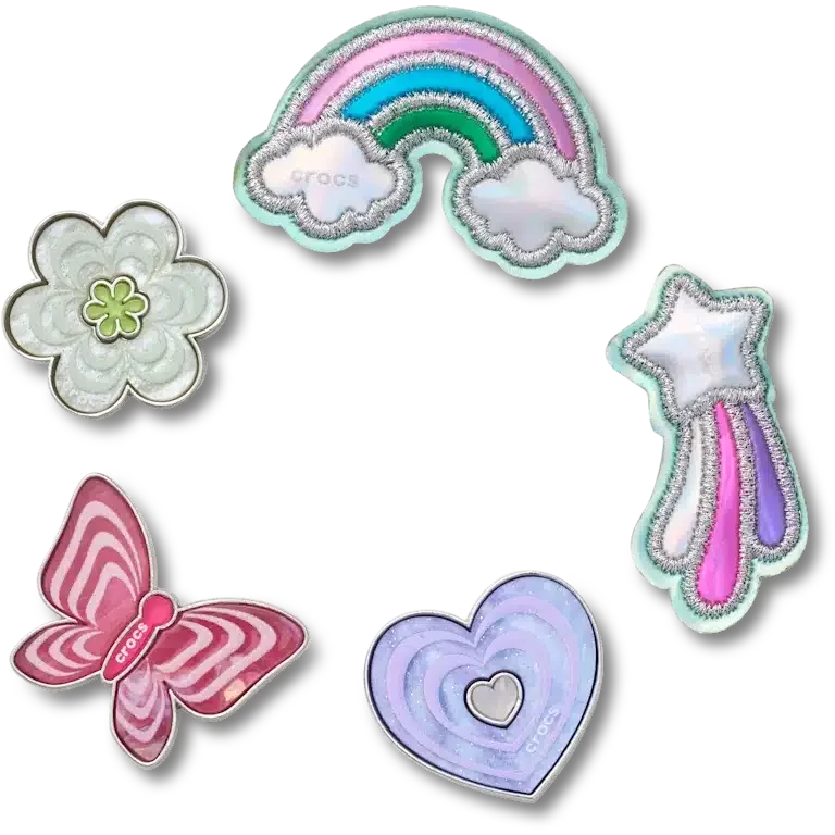 Zestaw 5 przypinek Jibbitz™ z motywami Funky Girly Zestaw 5 przypinek Jibbitz™ z motywami Funky Girly