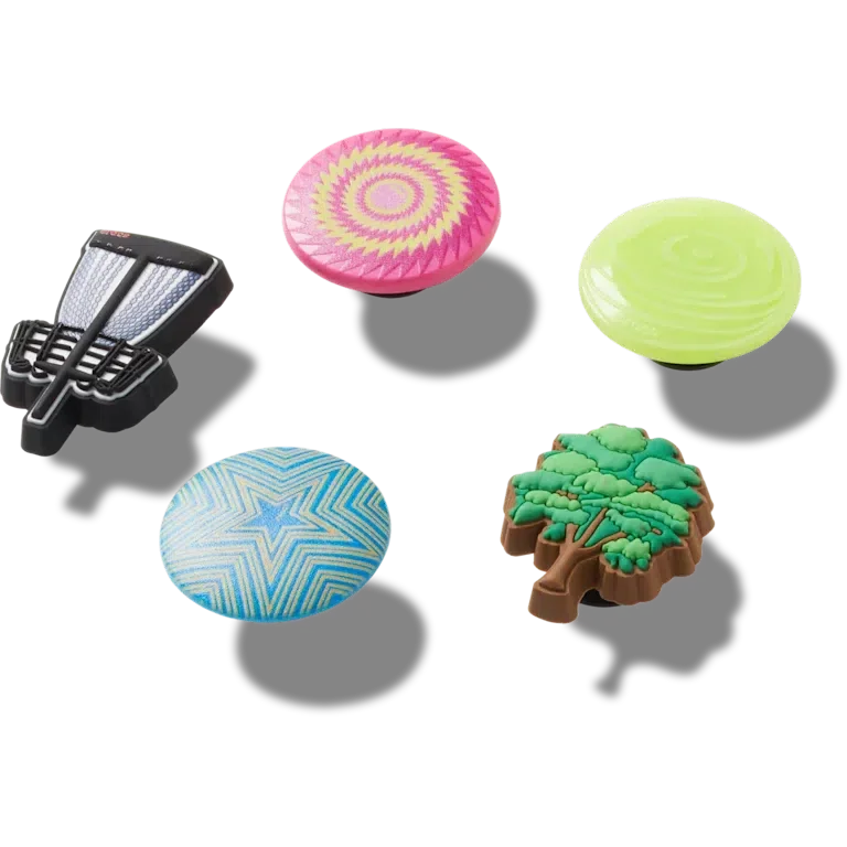 Zestaw 5 przypinek Jibbitz™ z motywem Disc Golf Zestaw 5 przypinek Jibbitz™ z motywem Disc Golf