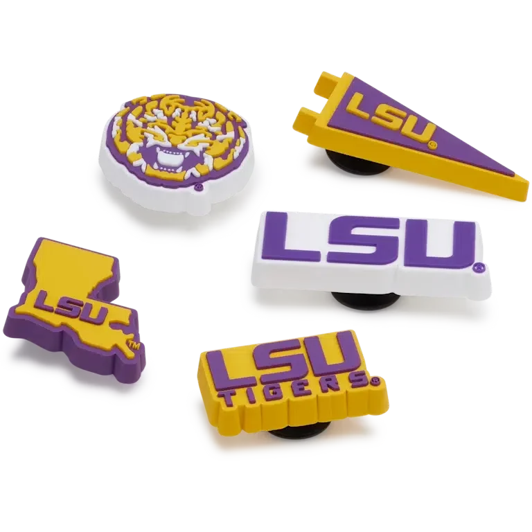 Zestaw 5 przypinek Jibbitz™ z motywem LSU Zestaw 5 przypinek Jibbitz™ z motywem LSU