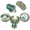 Zestaw 5 przypinek Jibbitz™ z motywem Milwaukee Bucks z NBA Zestaw 5 przypinek Jibbitz™ z motywem Milwaukee Bucks z NBA