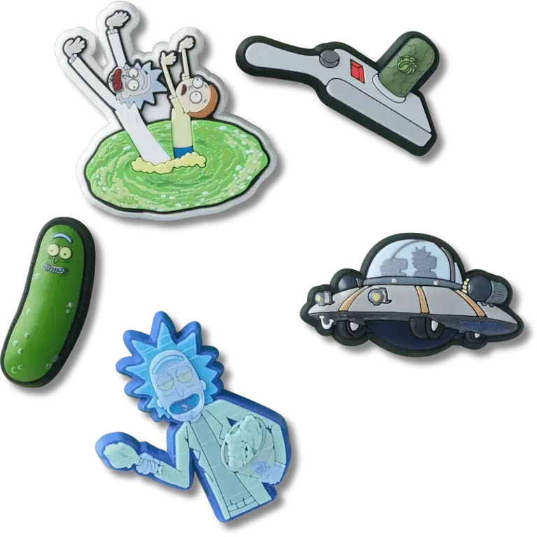 Zestaw 5 przypinek Jibbitz z motywem Rick and Morty Zestaw 5 przypinek Jibbitz z motywem Rick and Morty