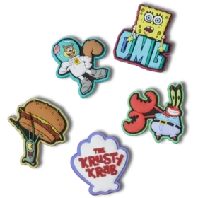 Zestaw 5 przypinek Jibbitz z motywem SpongeBoba