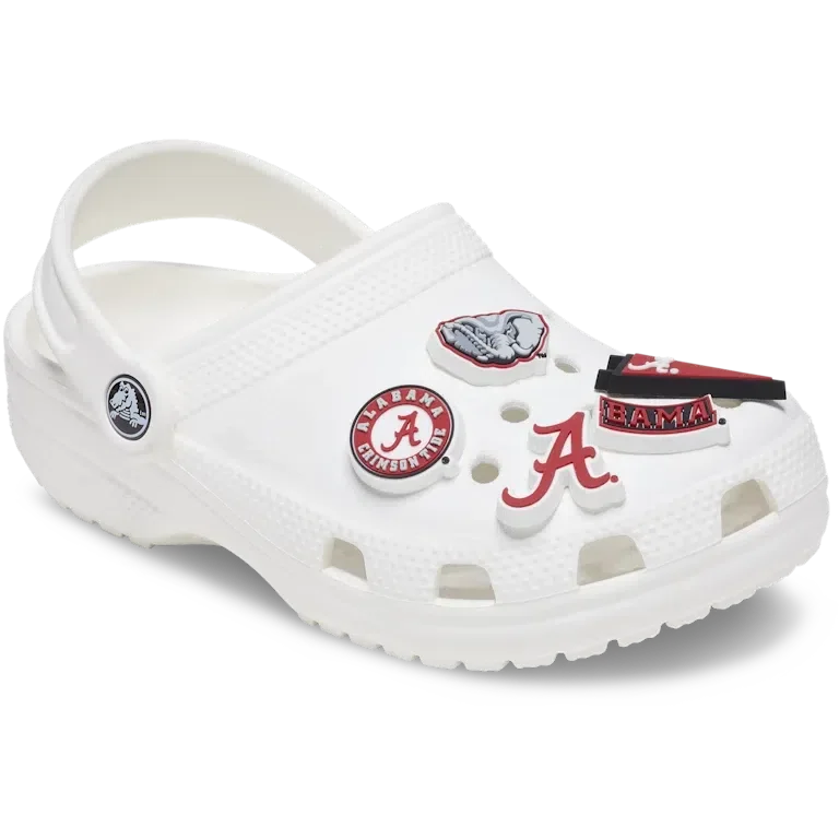 Zestaw 5 przypinek Jibbitz z motywem Uniwersytetu Alabama Zestaw 5 przypinek Jibbitz z motywem Uniwersytetu Alabama