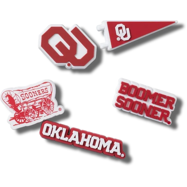 Zestaw 5 przypinek Jibbitz z motywem Uniwersytetu w Oklahomie Zestaw 5 przypinek Jibbitz z motywem Uniwersytetu w Oklahomie