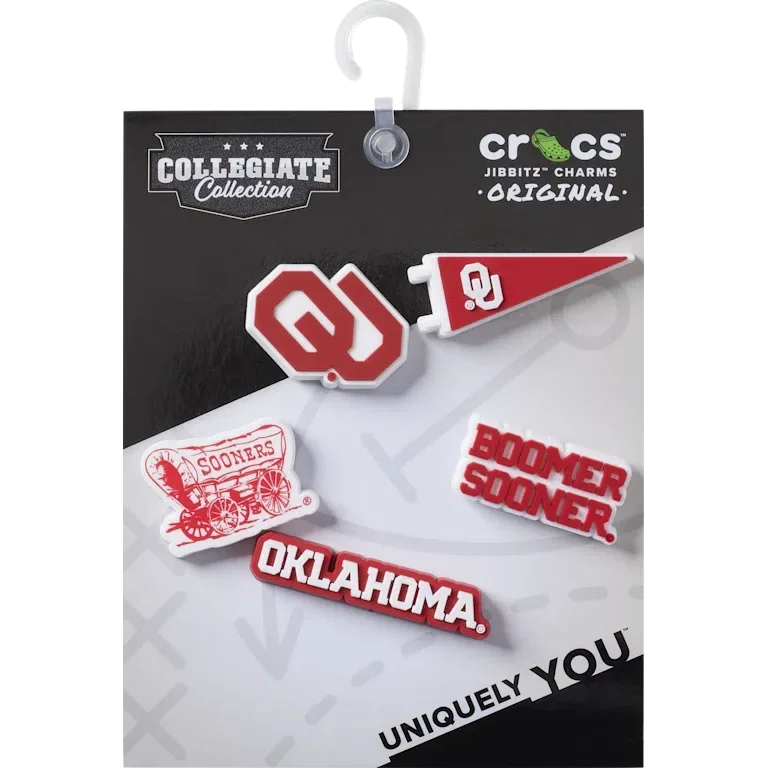 Zestaw 5 przypinek Jibbitz z motywem Uniwersytetu w Oklahomie Zestaw 5 przypinek Jibbitz z motywem Uniwersytetu w Oklahomie
