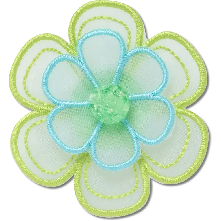 Zielone przypinki Jibbitz™ z kwiatkiem z siateczki Zielone przypinki Jibbitz™ z kwiatkiem z siateczki